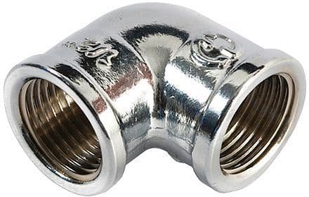 Messing draad elleboog 1/2" ff chroom