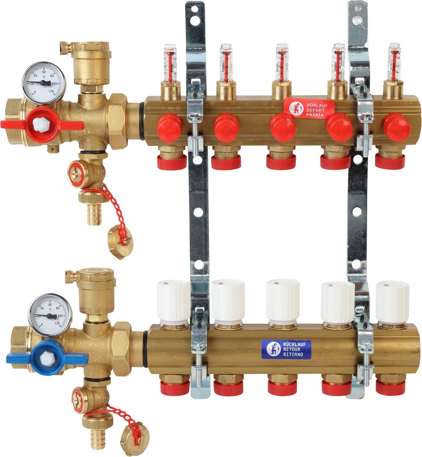 Kollectorset voor vloerverwarming met debietmeting giacomini 4/4" 3X18AA