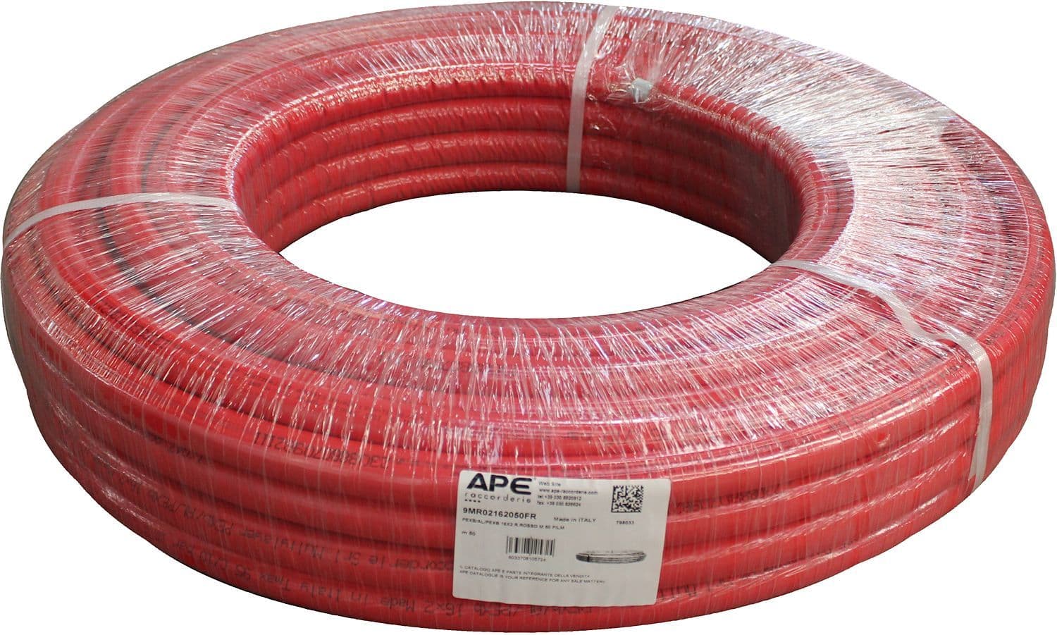 Buis geisoleerd 6MM 16X2 (Alu 0,2) Rood rol 50M ALUPEX