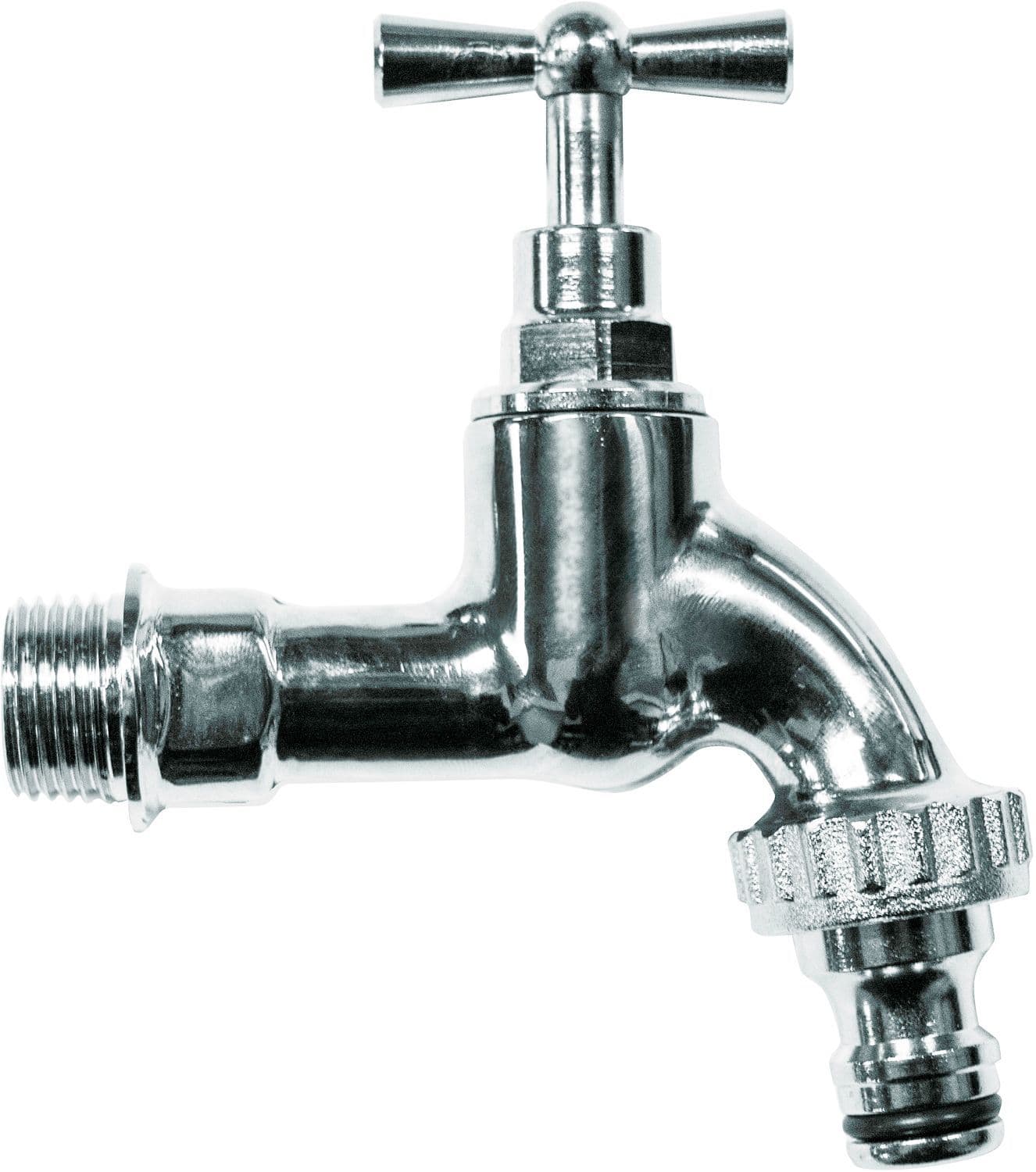 Robinet double service chrome modele lourd 1/2" + Gardena
