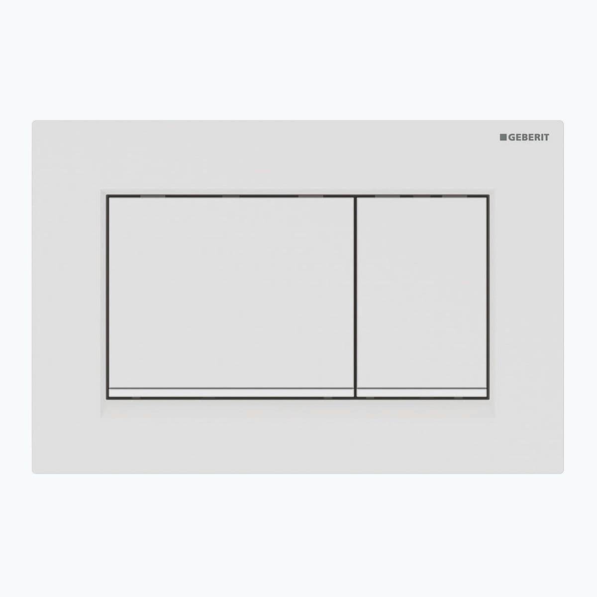 Duwplaat 2-TOETS SIGMA20 hoekig Geberit mat wit-wit met Witte designstrook