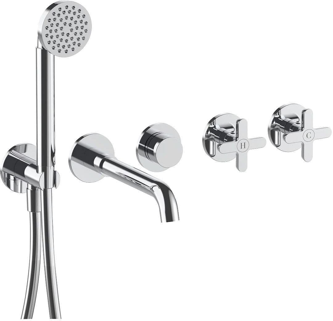 Afwerkset 5 gats mengkraan bad muur icona classic fantini chroom