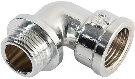 Messing draad elleboog 1/2" Mf chroom