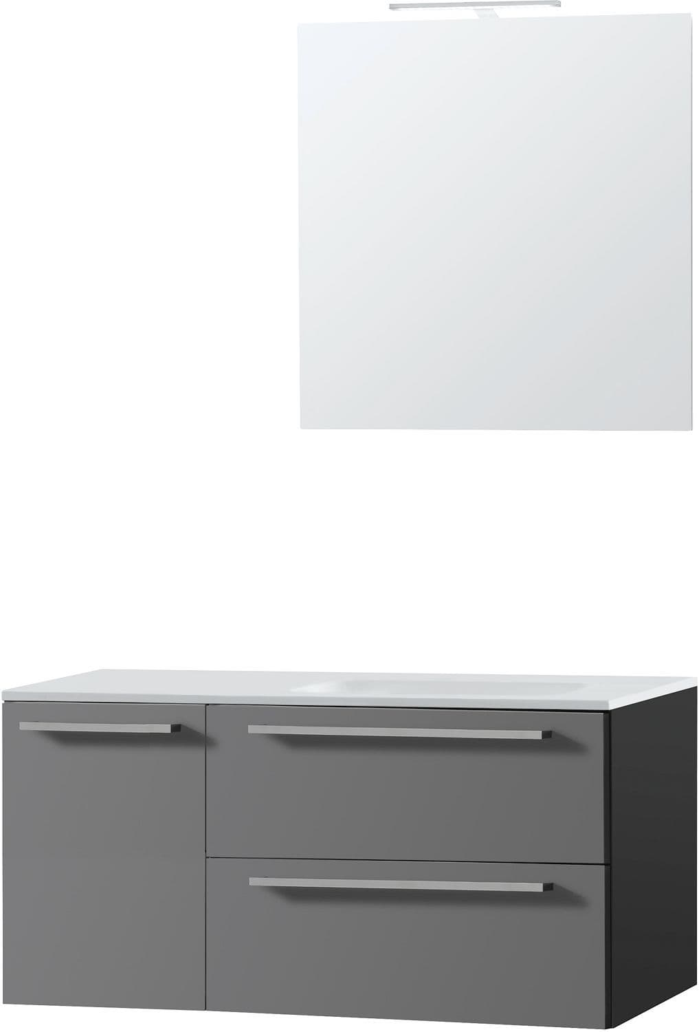 Meuble combo Uni Ardoise 105 droite marbre SYNTHETIQUE Armoire toilette 70