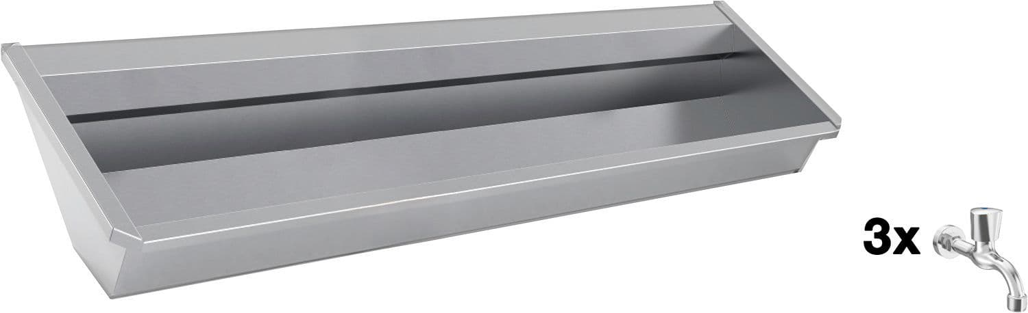 Auge mural sanilav intersan 180CM inox 3 robinets d'eau froide