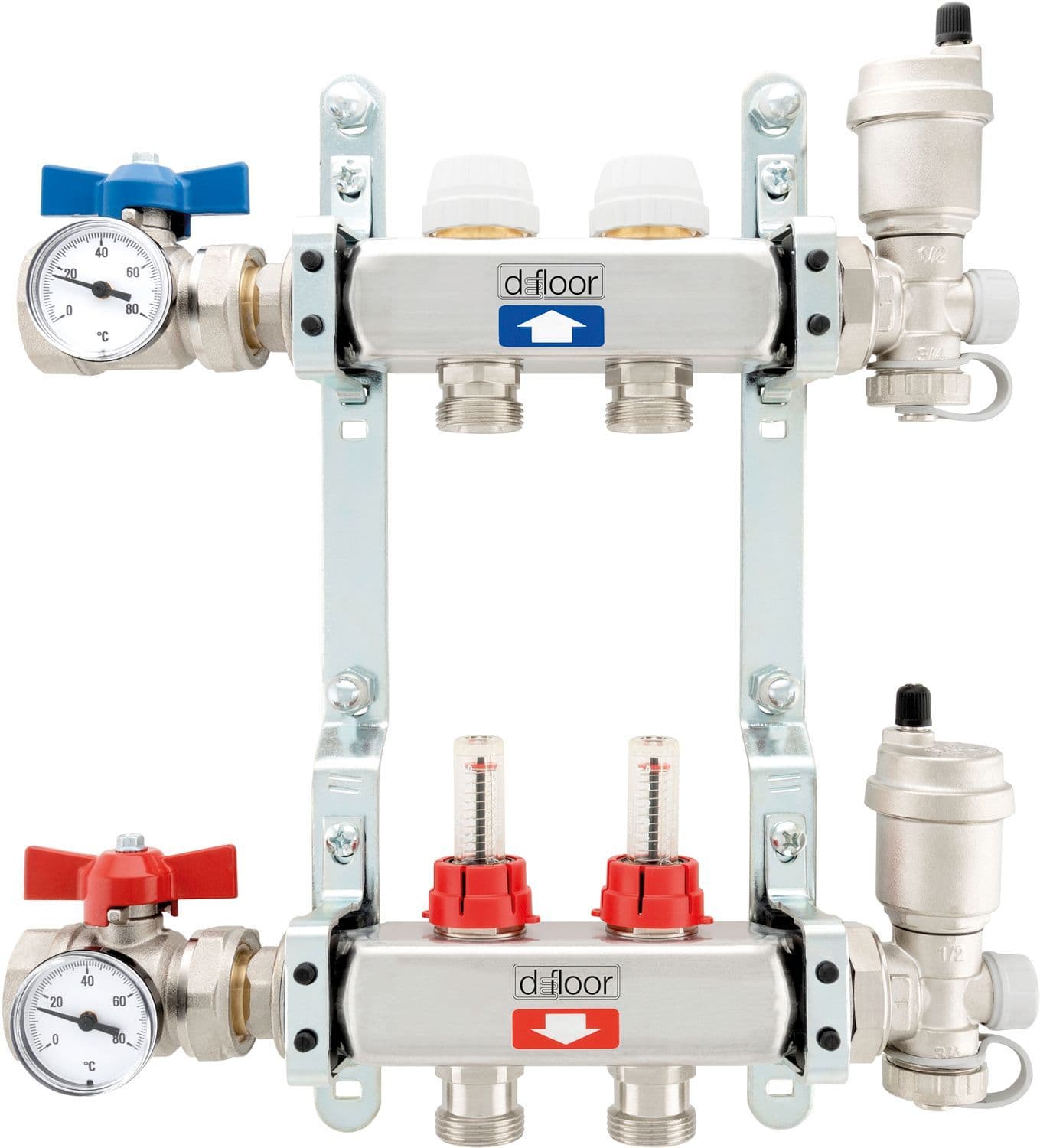Collectorset inox compleet vloerverwarming d-floor 2 kringen 3/4" EK