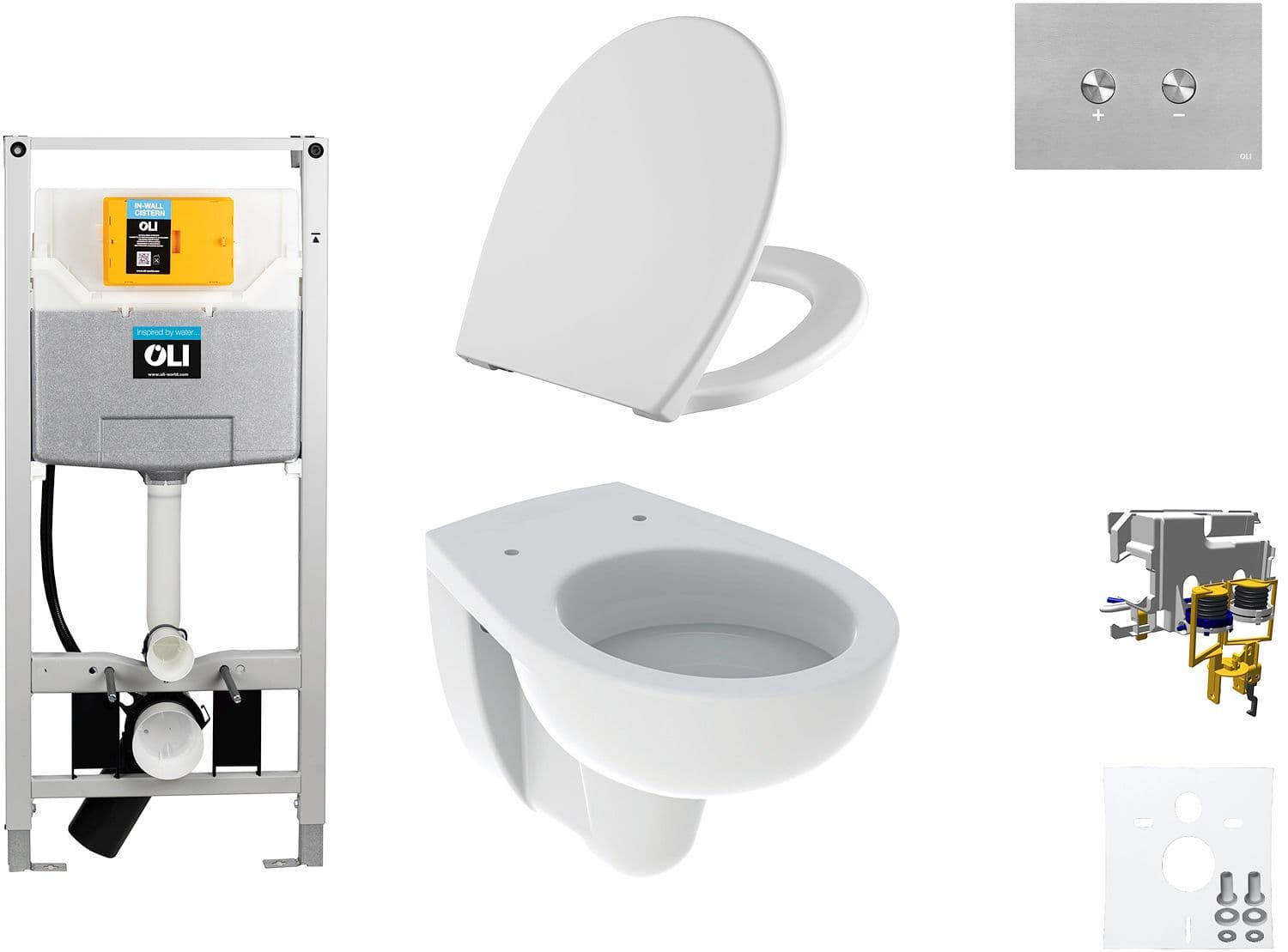 WALLFIX OLI HANGWC BASTIA D600 SOFTCLOSE + LIFT-OFF BLINK INOX