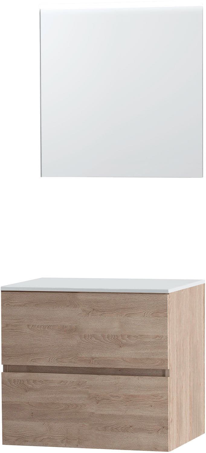 Meuble Molto CHENE naturel 70 pour lavabo a poser Solid miroir