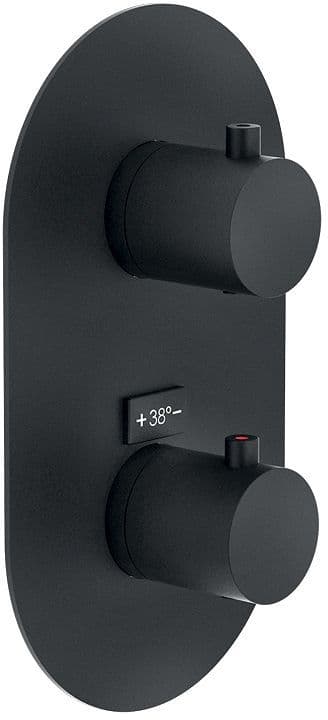 Set de finition thermostat+robinet d'arret live nobili Noir mat