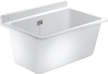 Pp uitgietbak abu 610X455MM met overloop inclusief bevestiging wit