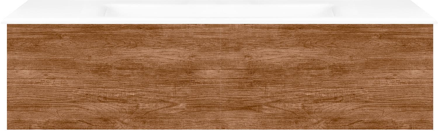 Onderbouw COFFEE 1 lade 120 teakhout Decor kaneel +wastafel porselein zonder kraangat wit