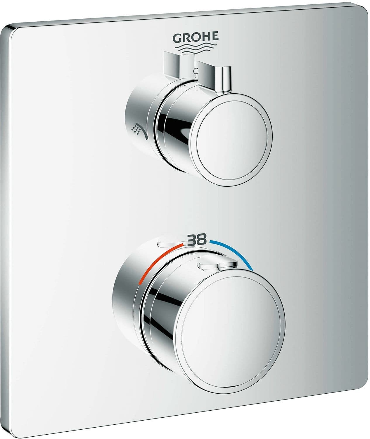 Afwerkset thermostaat +omsteller grohetherm Grohe vierkant chroom