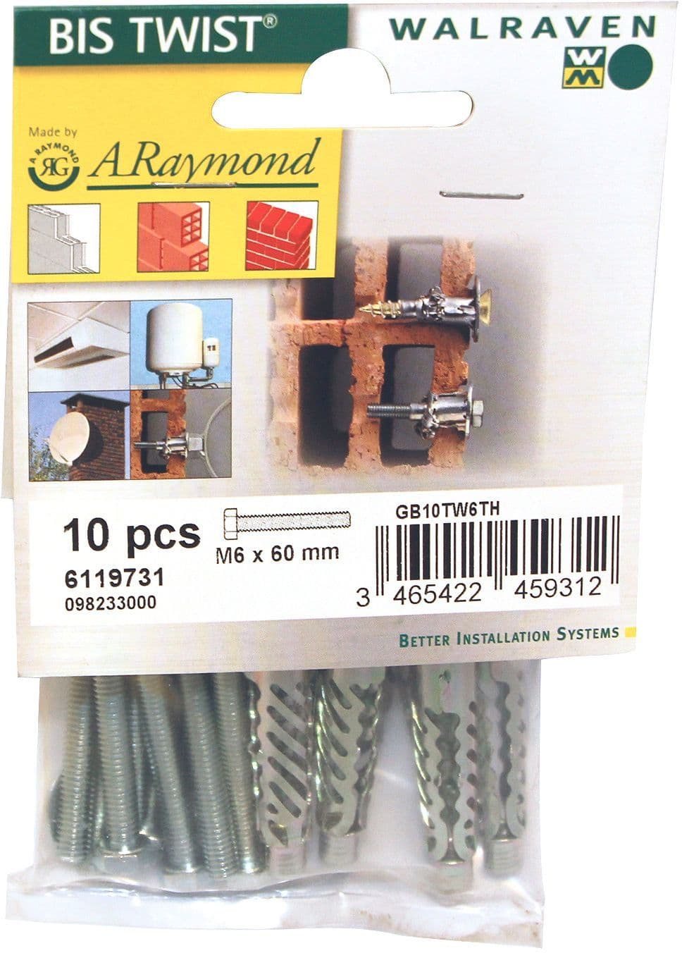 BIS twist+metrische schroef+rondel M6X60MM DOOS=10STUKS
