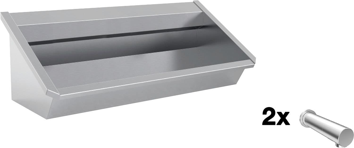 Muurwasgoot sanilav intersan 120CM Rvs 2 elektronische koudwater kranen
