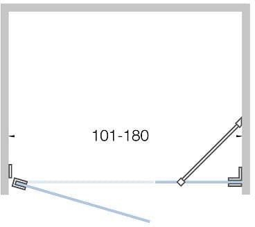 Draaideur+zijdeel nis close 101-180 hoogte 200CM inox-helder