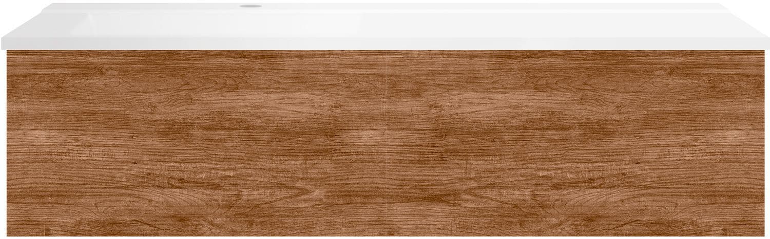 Sous Meuble COFFEE 1 tiroir 120 tectona Decor cannelle+lavabo gauche blanc