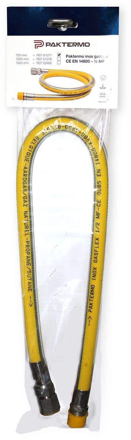 Gasflexibel Rvs 1/2"MF +moer 100CM