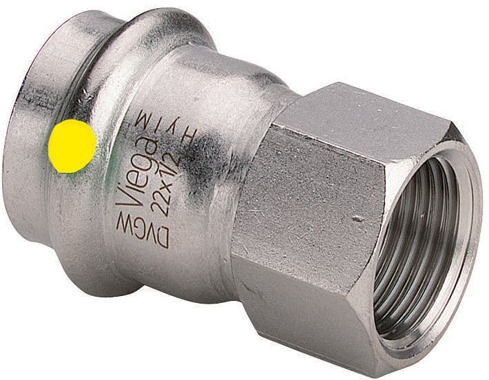Puntstuk 4/4"F-28MM sanpress inox gas Viega