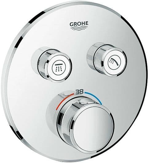 Set de finition thermostat+ 2 robinets d'arret SmartControl Grohe ronde chrome
