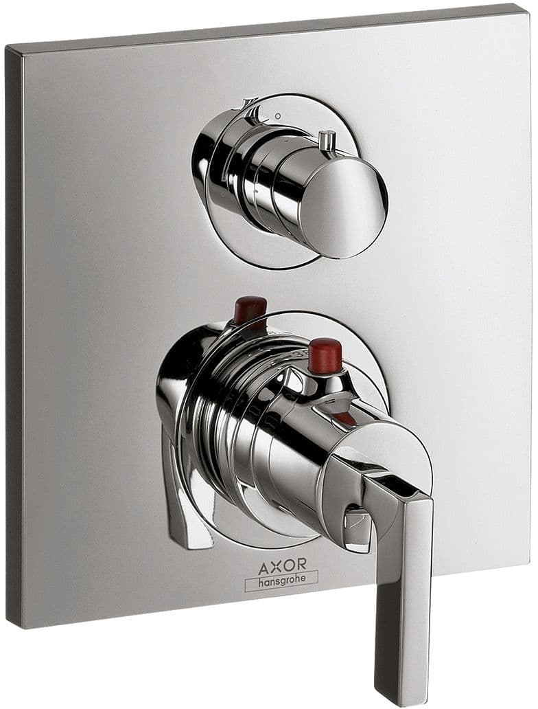Kleurset thermostaat+ omsteller citterio Axor muur chroom rechte greep