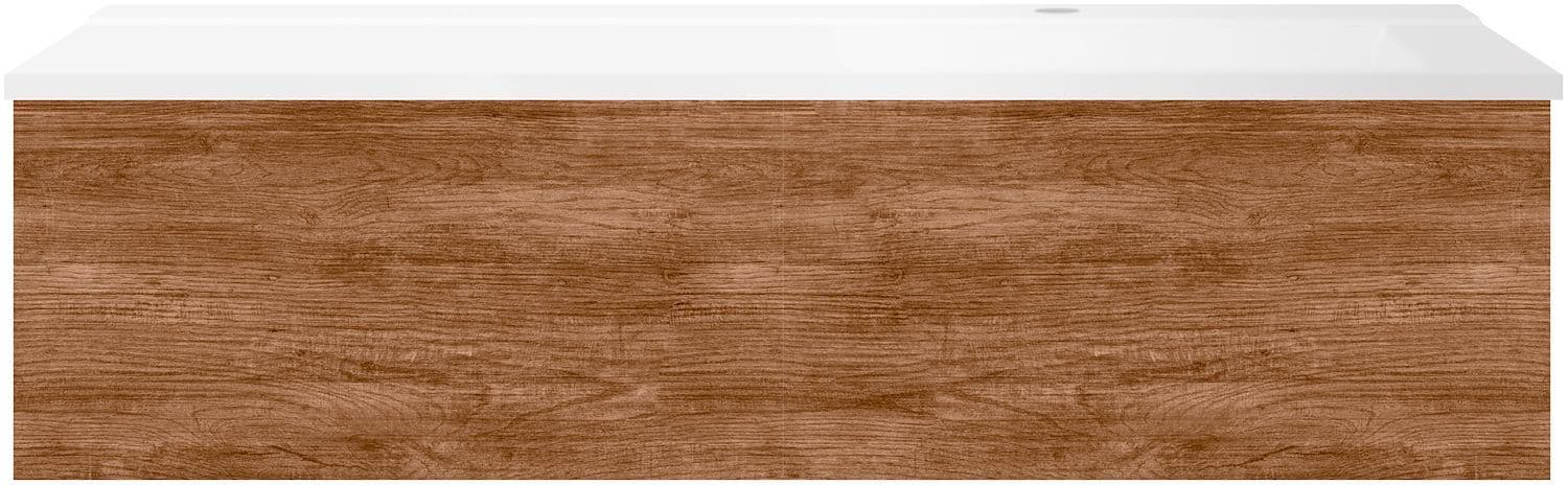 Sous Meuble COFFEE 1 tiroir 120 tectona Decor cannelle+lavabo droite blanc