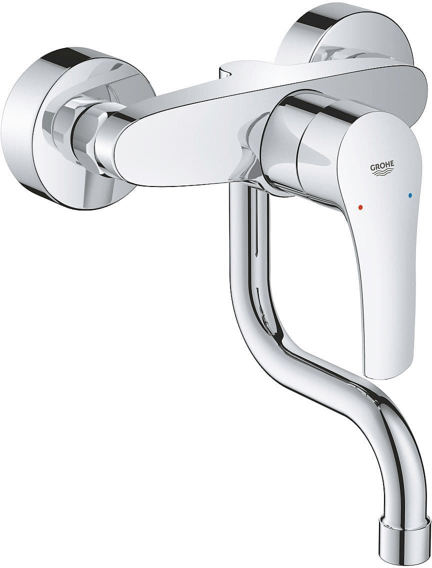 Mitigeur mural Eurosmart Grohe bec dessous saille 120CM chrome
