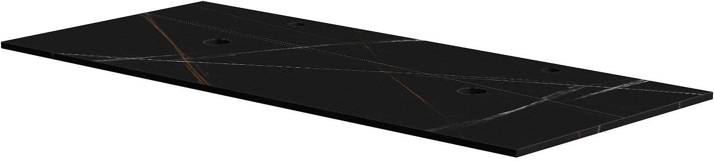 Tablet marbre ceramique puro L120 H1,2 2VIDAGES/TROU robinets bamboo black