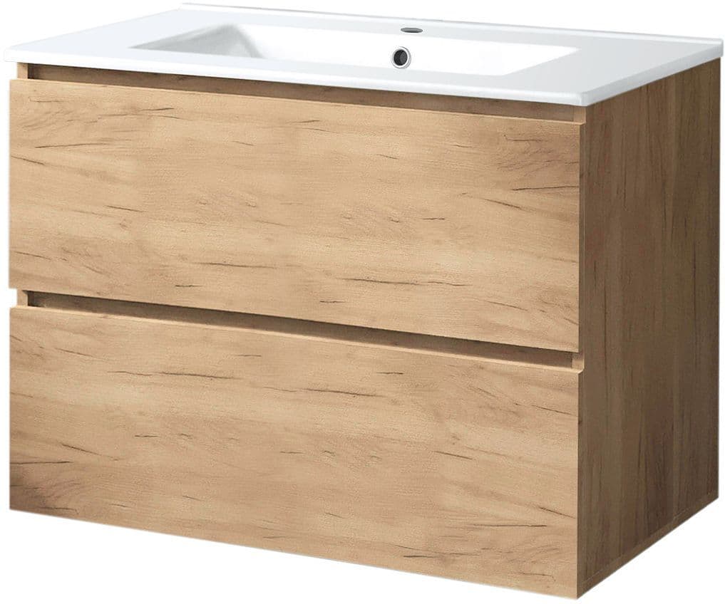 Sous meuble 2 tiroirs+lavabo Ice 80CM CHENE Gris