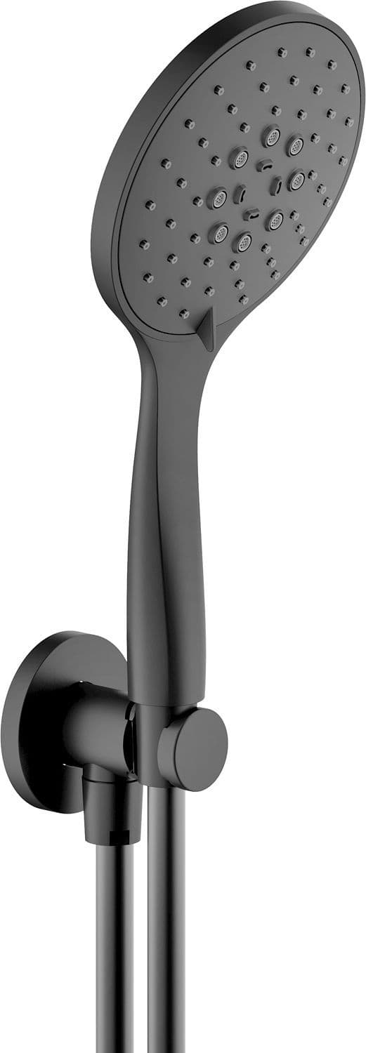 Garniture de bain+coude de raccord rond 12CM universel nobili Noir mat